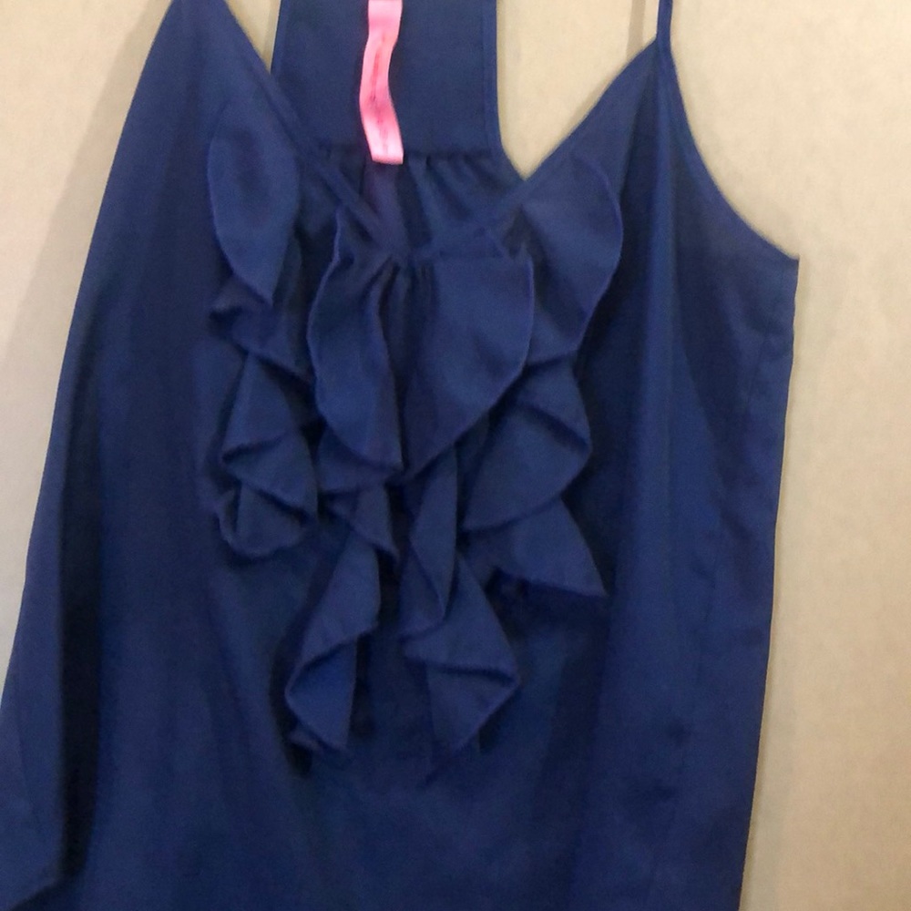 Navy Blue Ruffled Tank Top - Picture 2 of 2